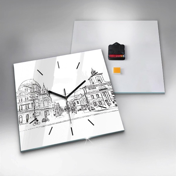 Orologio quadrato in vetro Illustrazione della città di Poznań