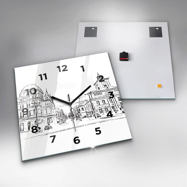 Orologio quadrato in vetro Illustrazione della città di Poznań