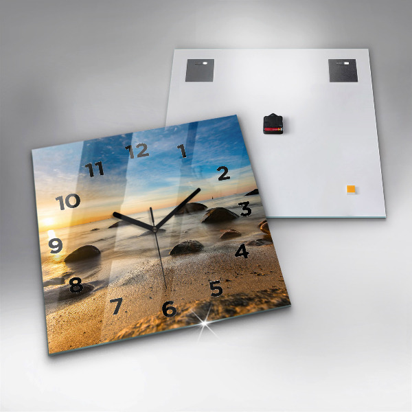 Orologio quadrato in vetro Alba sul Mar Baltico
