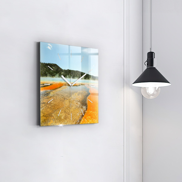 Orologio quadrato Lago con montagne