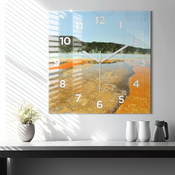 Orologio quadrato Lago con montagne