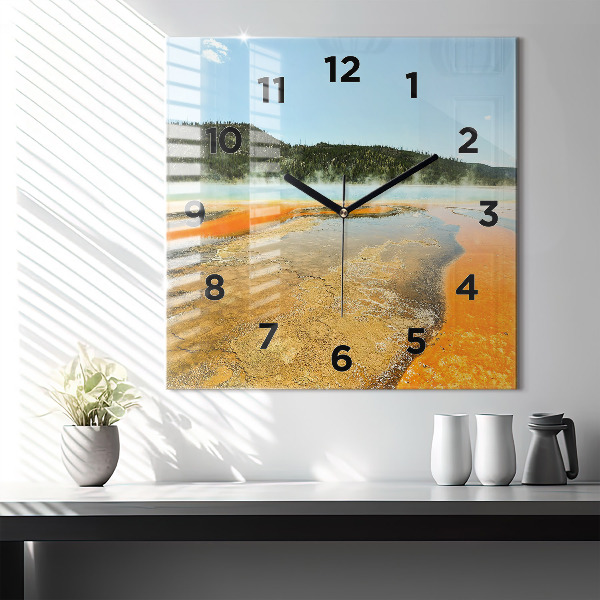 Orologio quadrato Lago con montagne