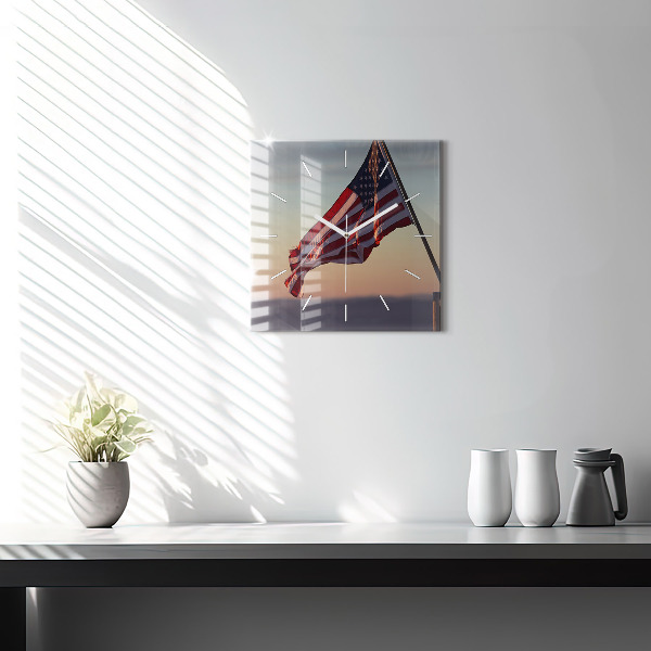 Orologio quadrato Bandiera degli Stati Uniti che sventola