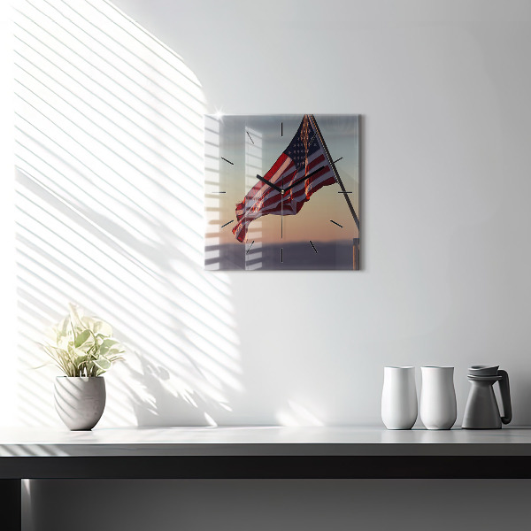 Orologio quadrato Bandiera degli Stati Uniti che sventola