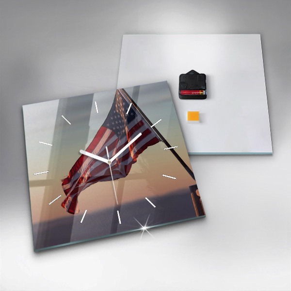 Orologio quadrato Bandiera degli Stati Uniti che sventola