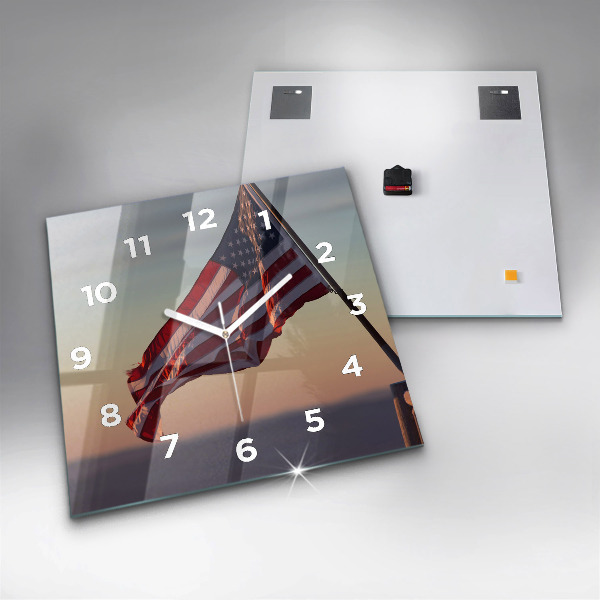 Orologio quadrato Bandiera degli Stati Uniti che sventola