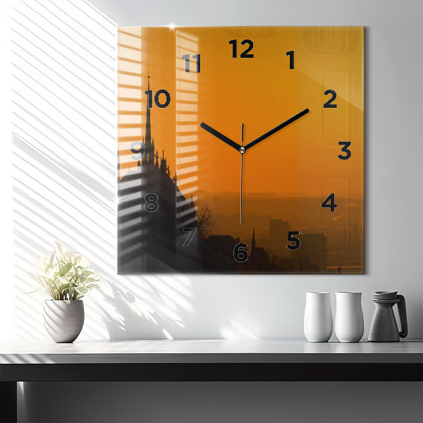 Orologio quadrato in vetro Vista della Cattedrale di Brno