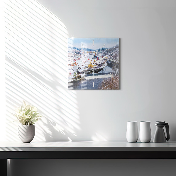 Orologio quadrato in vetro Panorama della città in inverno