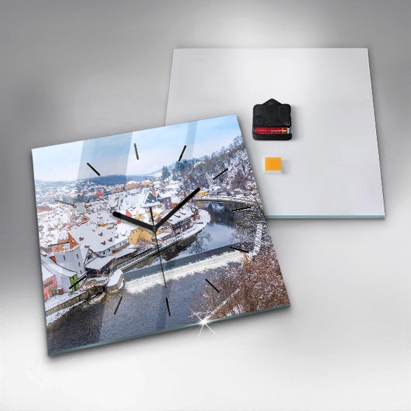 Orologio quadrato in vetro Panorama della città in inverno