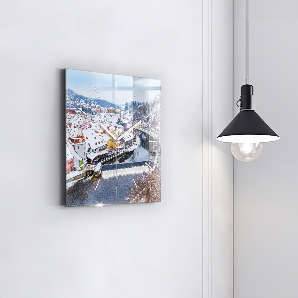 Orologio quadrato in vetro Panorama della città in inverno