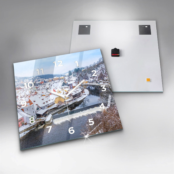 Orologio quadrato in vetro Panorama della città in inverno