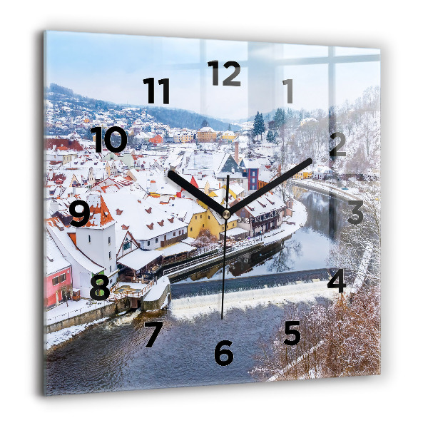 Orologio quadrato in vetro Panorama della città in inverno