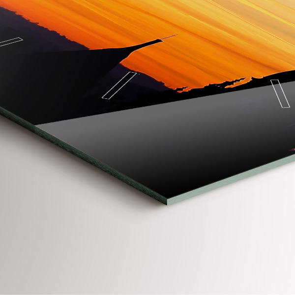 Orologio quadrato in vetro Edificio e tramonto