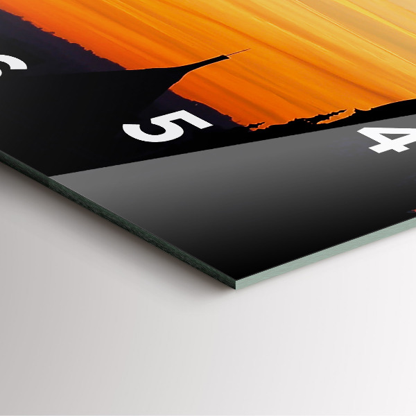 Orologio quadrato in vetro Edificio e tramonto