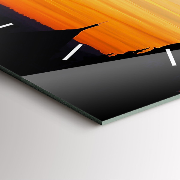 Orologio quadrato in vetro Edificio e tramonto