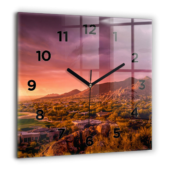 Orologio quadrato in vetro Tramonto a North Scottsdale