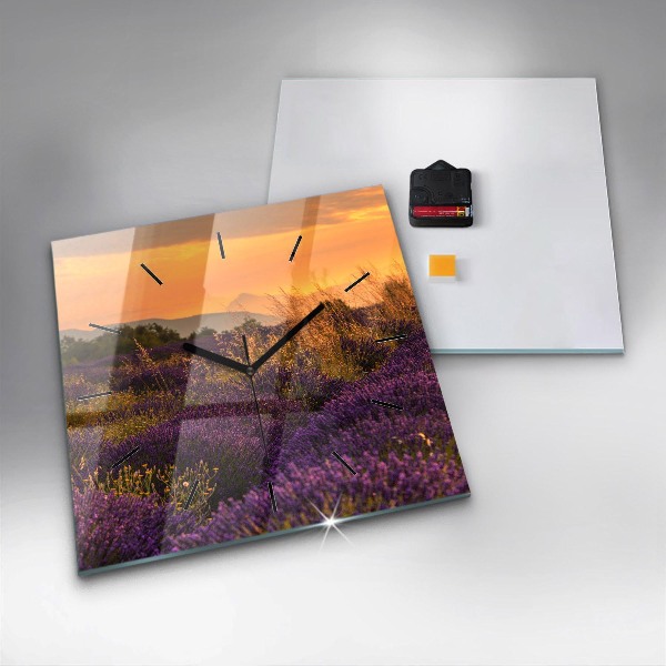 Orologio quadrato in vetro Campo di lavanda Francia