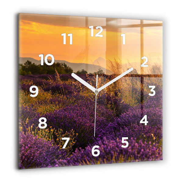 Orologio quadrato in vetro Campo di lavanda Francia