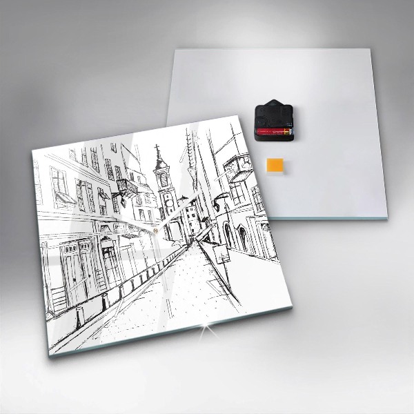 Orologio quadrato Disegno della città della Provenza