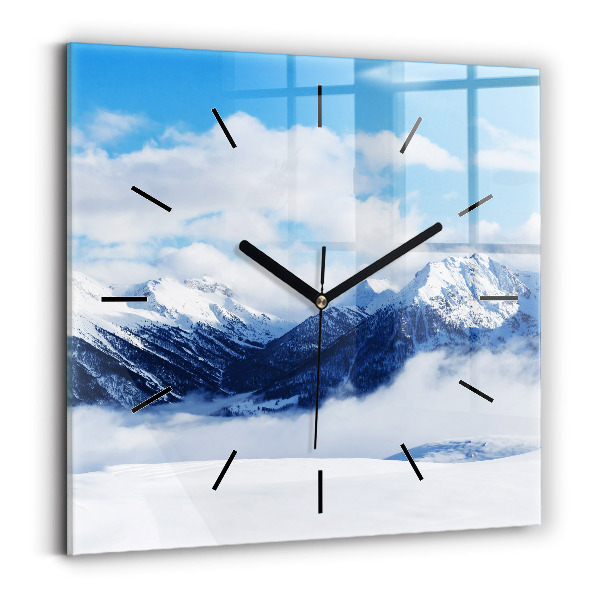 Orologio quadrato in vetro Panorama di montagna