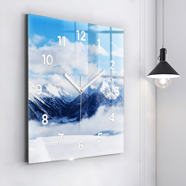 Orologio quadrato in vetro Panorama di montagna