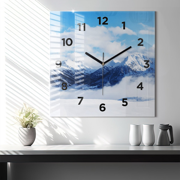 Orologio quadrato in vetro Panorama di montagna