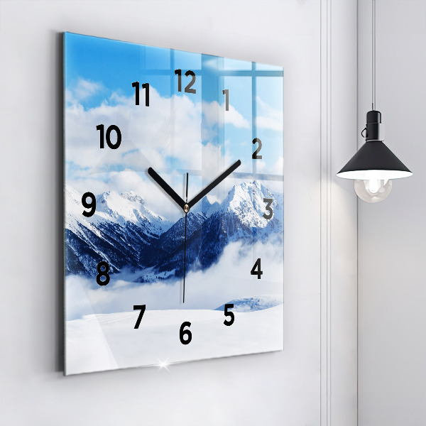 Orologio quadrato in vetro Panorama di montagna