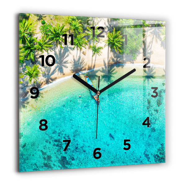 Orologio quadrato in vetro Spiaggia tropicale Koh Tao