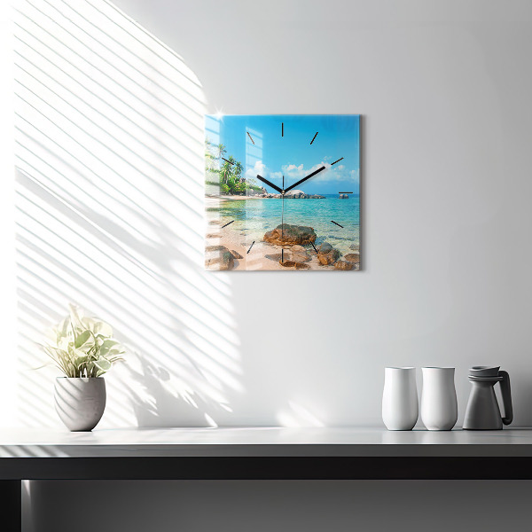 Orologio quadrato in vetro Bellissima spiaggia in Thailandia
