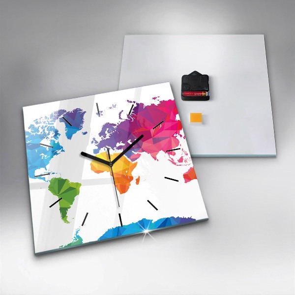 Orologio quadrato Mappa del mondo astratta