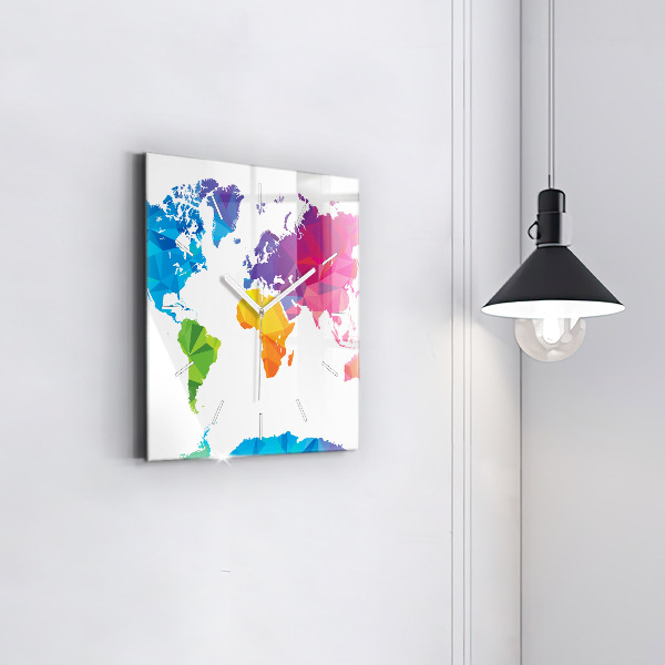 Orologio quadrato Mappa del mondo astratta