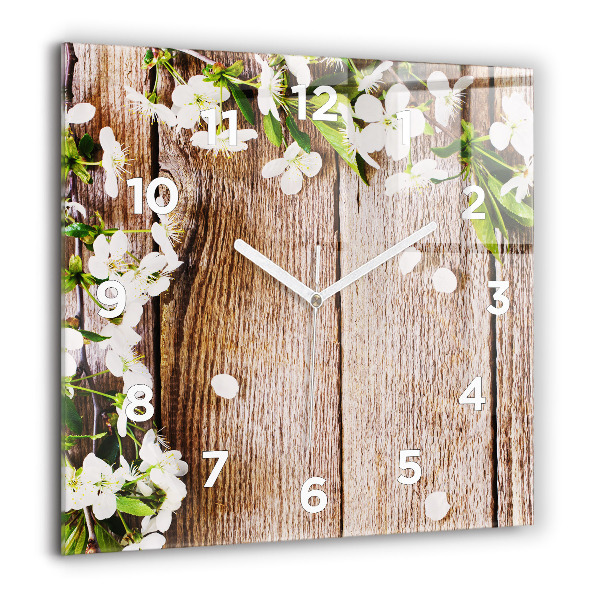 Orologio quadrato Fiori su legno