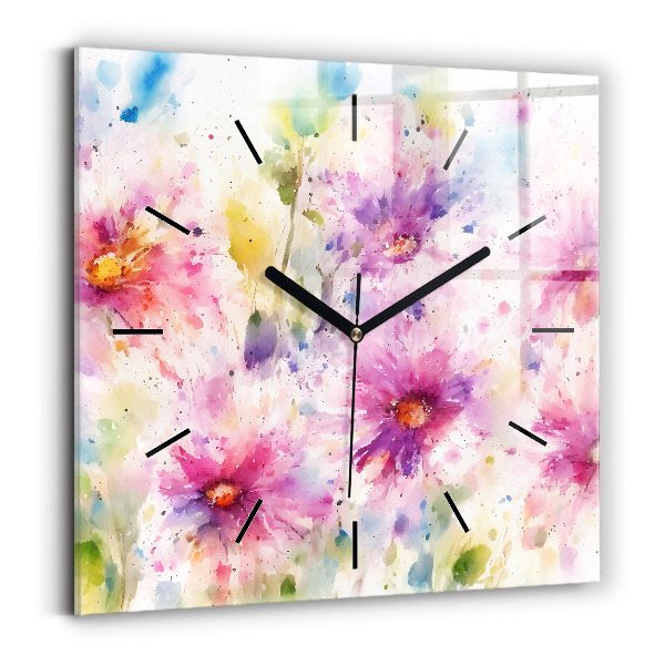 Orologio quadrato Fiori dipinti