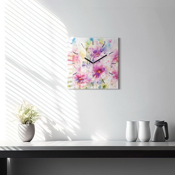 Orologio quadrato Fiori dipinti