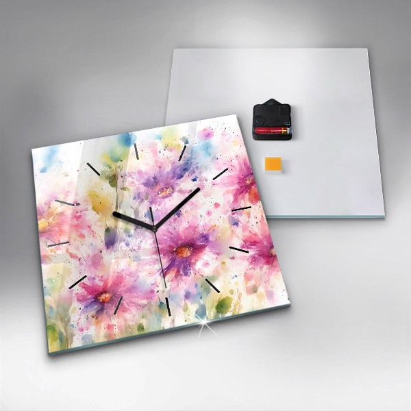 Orologio quadrato Fiori dipinti