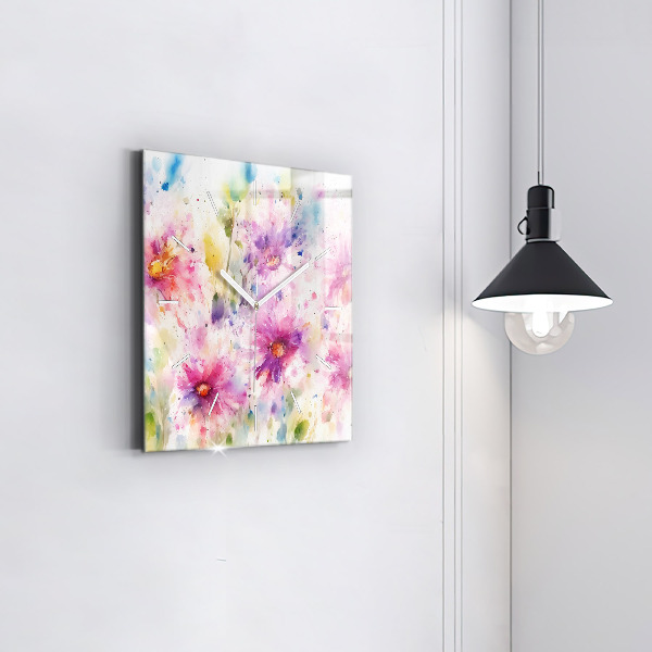 Orologio quadrato Fiori dipinti