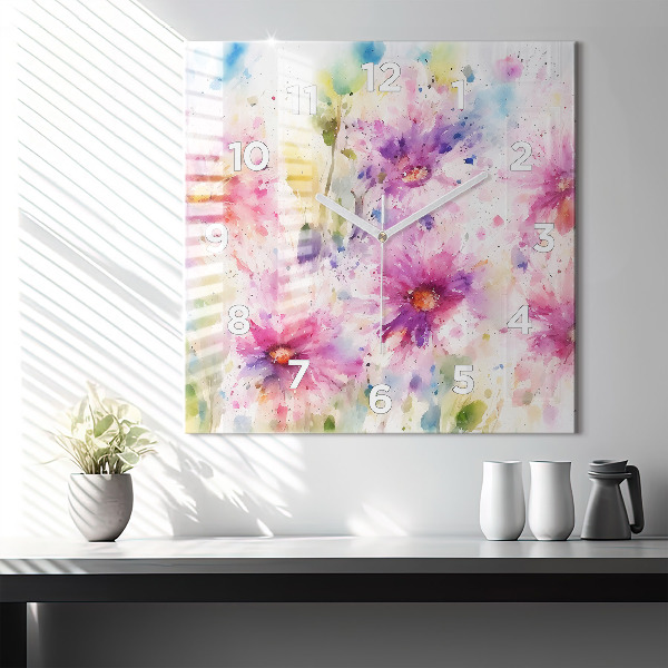 Orologio quadrato Fiori dipinti