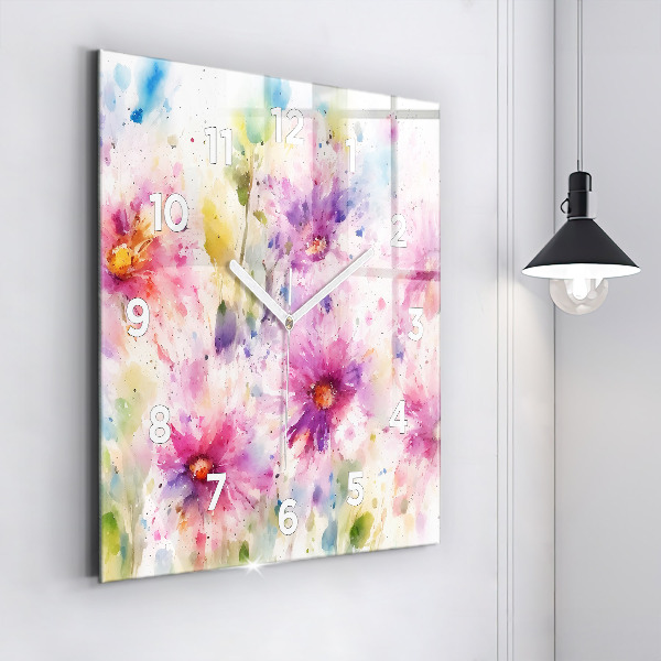 Orologio quadrato Fiori dipinti