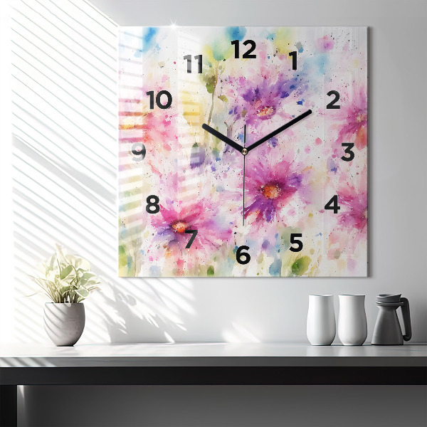 Orologio quadrato Fiori dipinti
