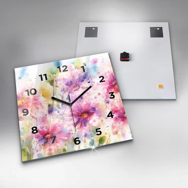 Orologio quadrato Fiori dipinti