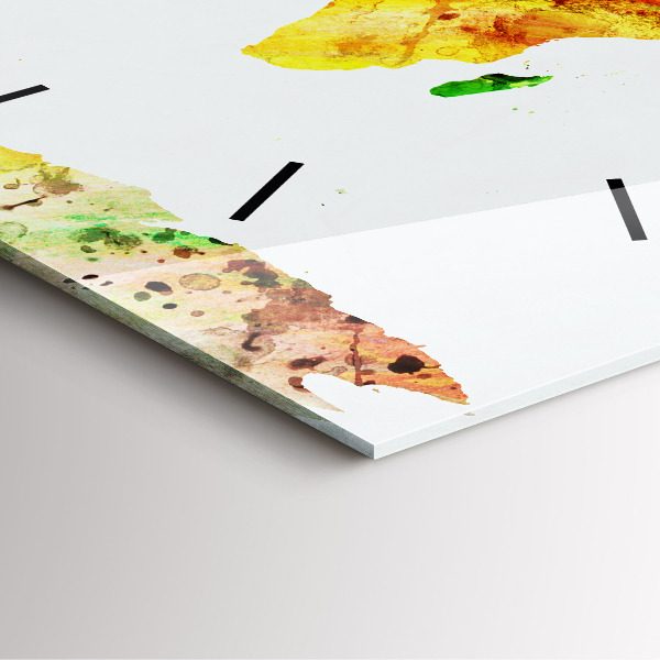 Orologio quadrato Mappa del mondo ad acquerello