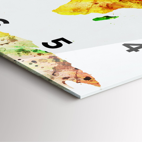 Orologio quadrato Mappa del mondo ad acquerello