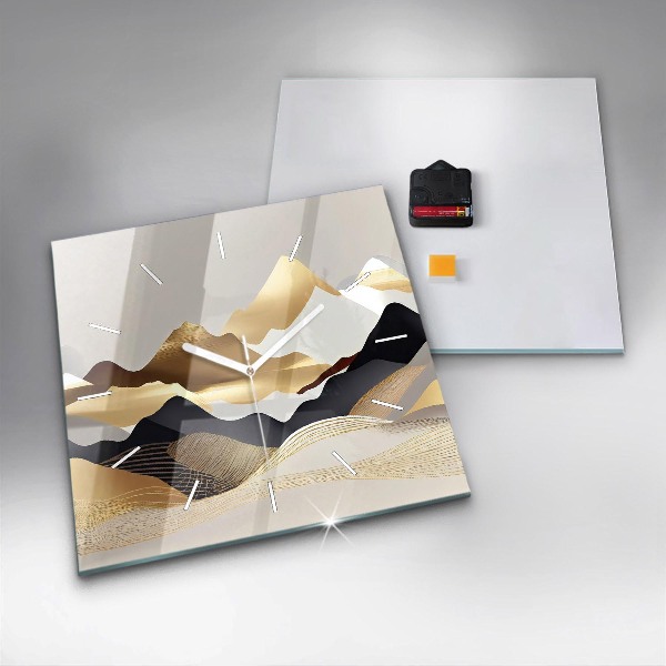 Orologio quadrato Montagne dorate astratte