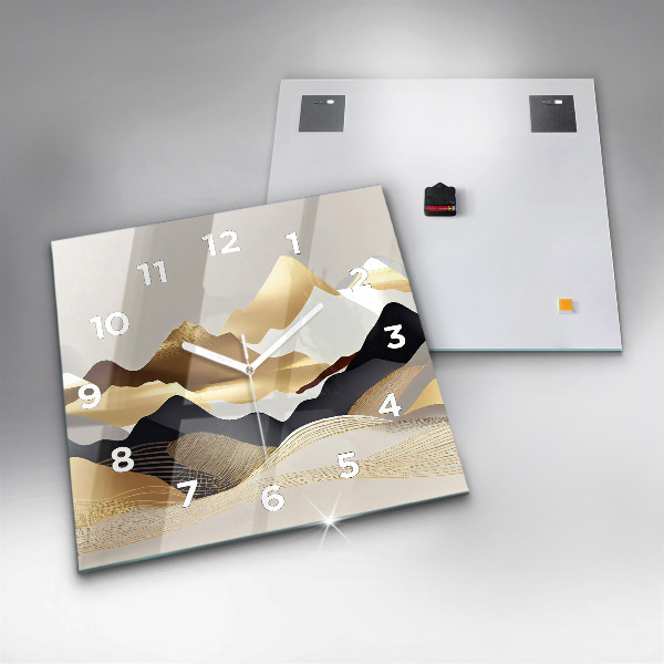 Orologio quadrato Montagne dorate astratte