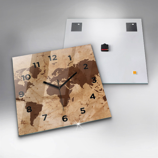 Orologio quadrato Mappa del mondo d'epoca