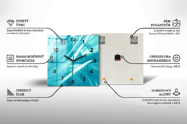 Orologio quadrato in vetro Modello foglia