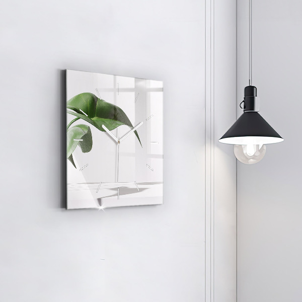 Orologio quadrato in vetro Foglie astratte