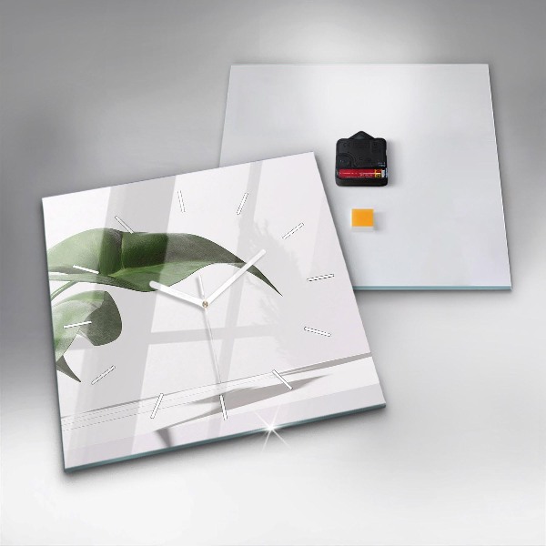 Orologio quadrato in vetro Foglie astratte