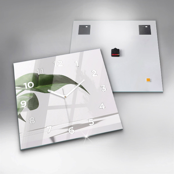 Orologio quadrato in vetro Foglie astratte