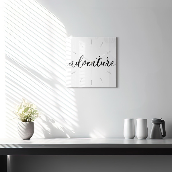 Orologio quadrato in vetro Iscrizione all'avventura